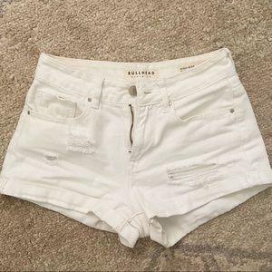 white high rise jean shorts